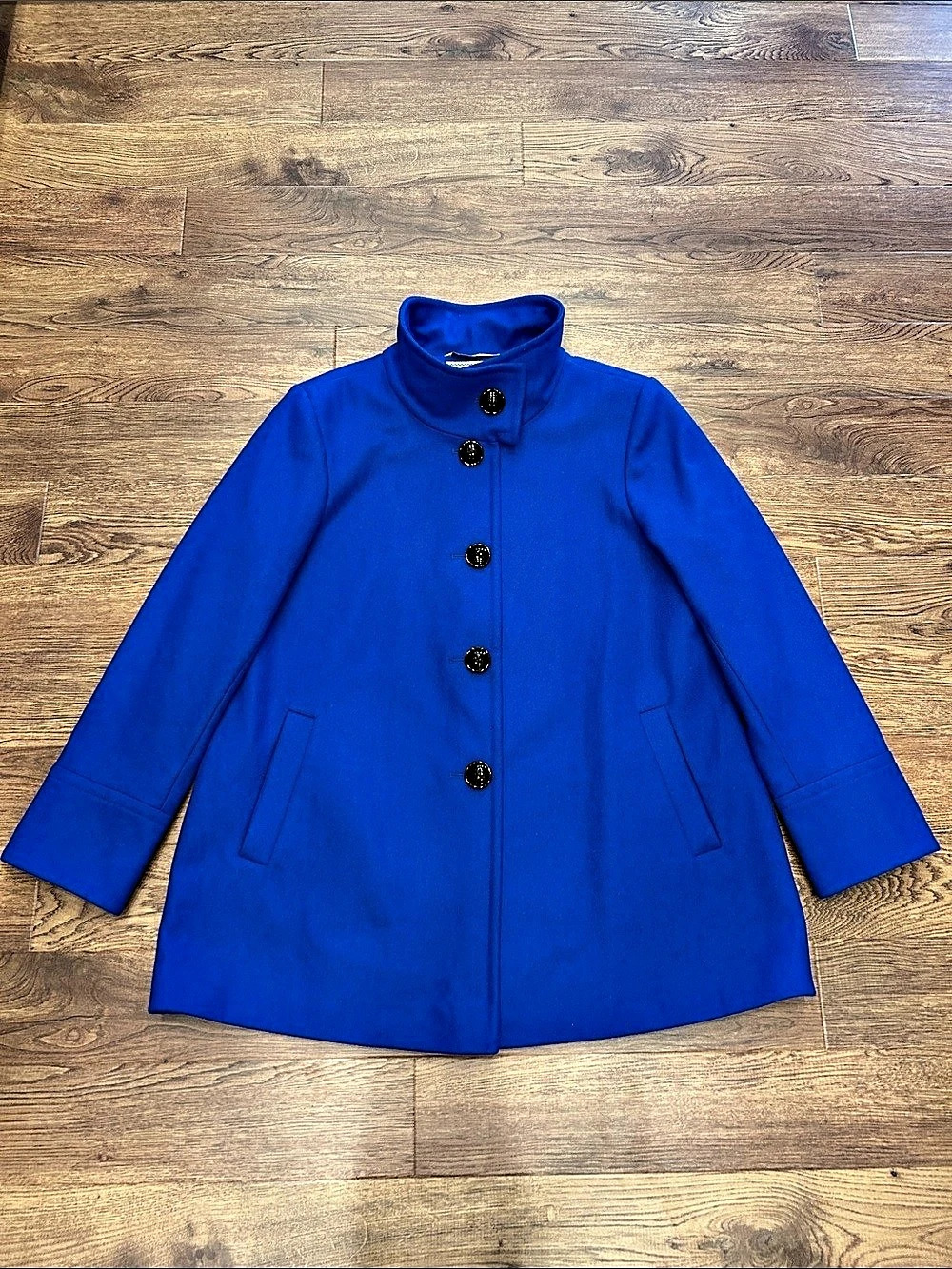 Larry Levine Pea Coat Women's Wool Blend Royal Blue Large Like New